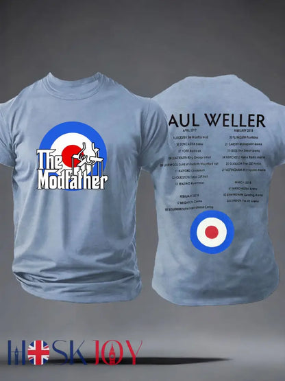 Men’s The Modfather Paul Weller imitation cotton short-sleeved T-shirt - Sky Blue / S