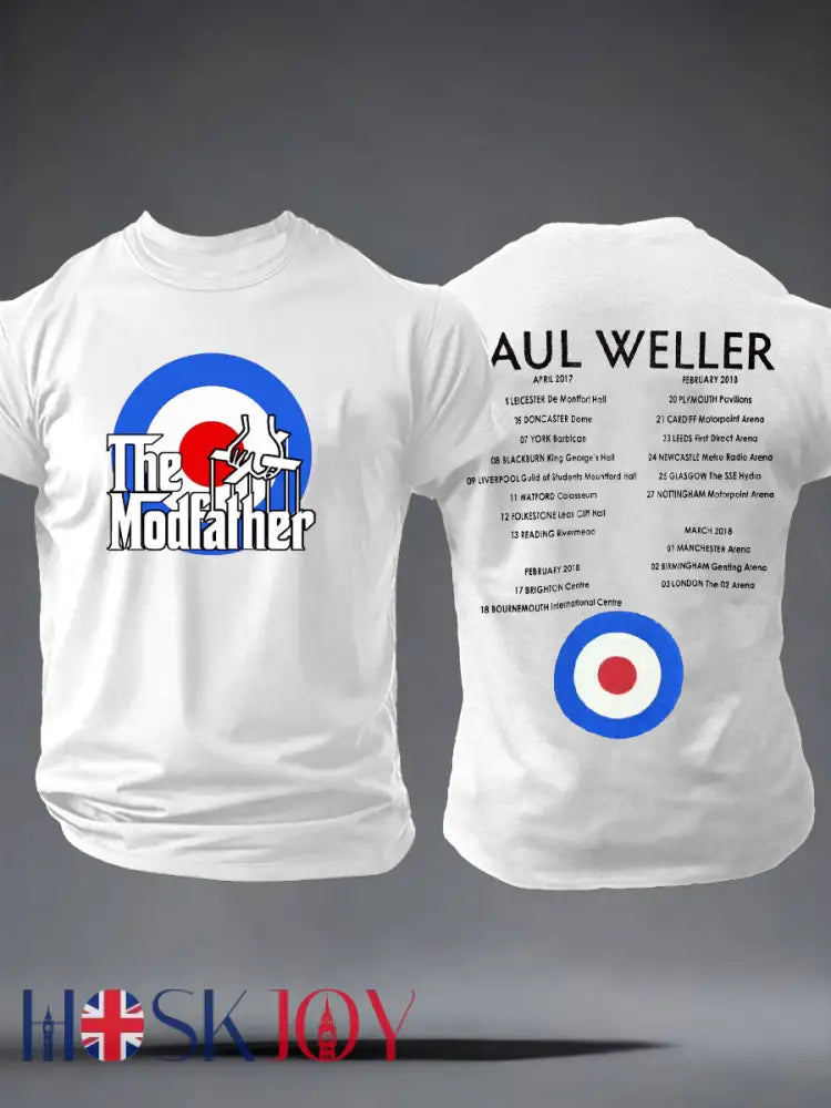 Men’s The Modfather Paul Weller imitation cotton short-sleeved T-shirt - White / S