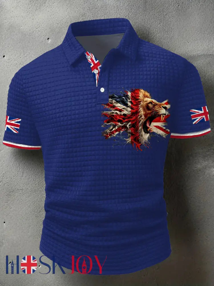 Men’s UK Flag Printed Casual Tops - Royal Blue / S