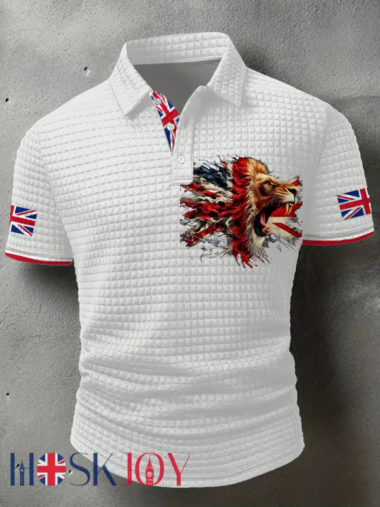 Men’s UK Flag Printed Casual Tops - White / S