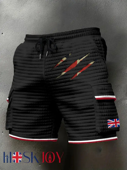 Men’s UK Flag Printed Shorts - Black / S