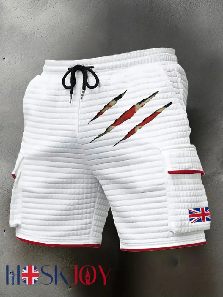 Men’s UK Flag Printed Shorts - White / S