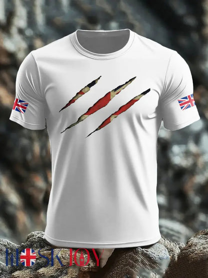 Men’s UK Flag Skull Printed T-shirt - White / S