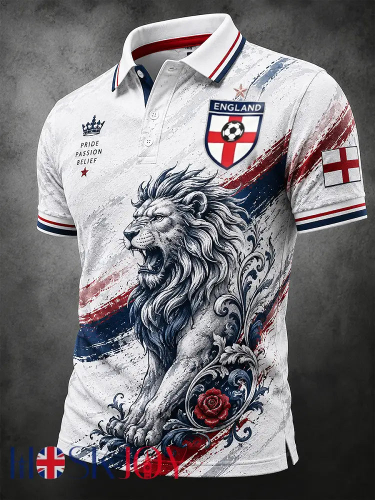 Men’s UK Football Lover England Printed polo shirt - As picture / S