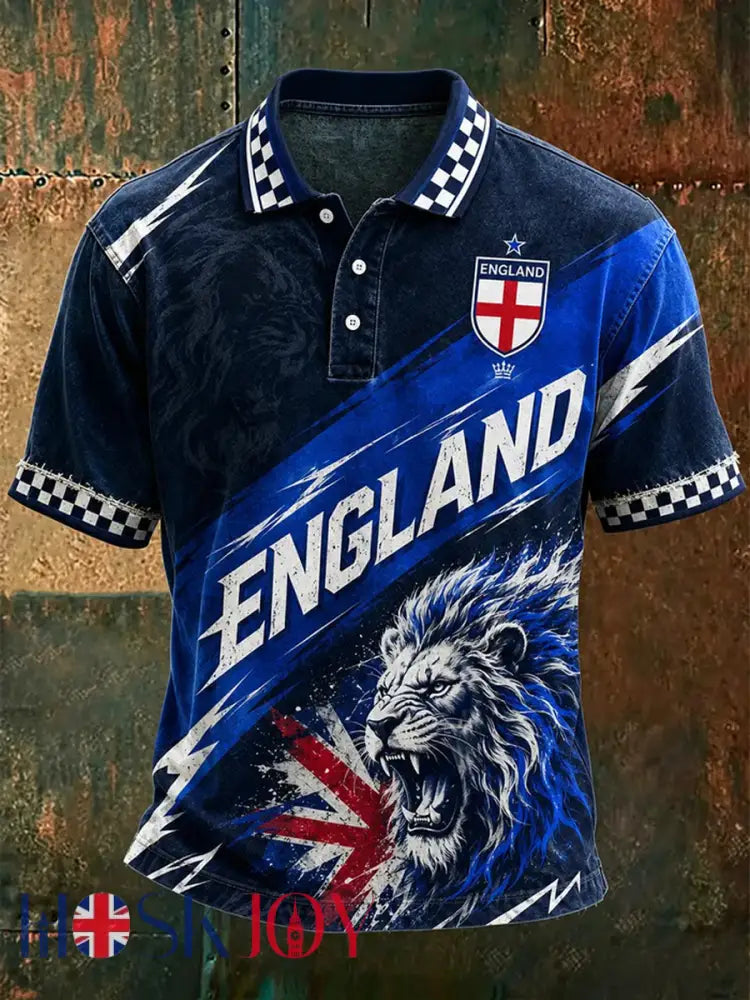 Men’s UK Football Lover England Printed polo shirt - As picture / S