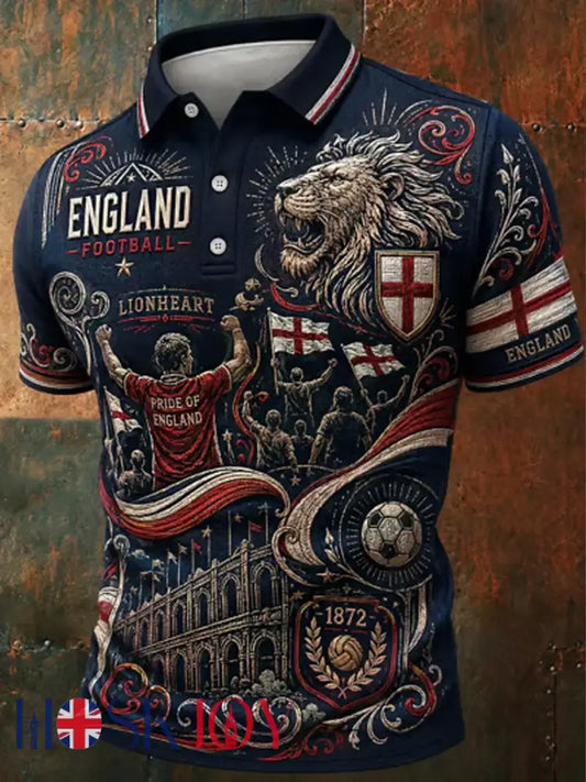 Men’s UK Football Lover England Printed polo shirt - As picture / S