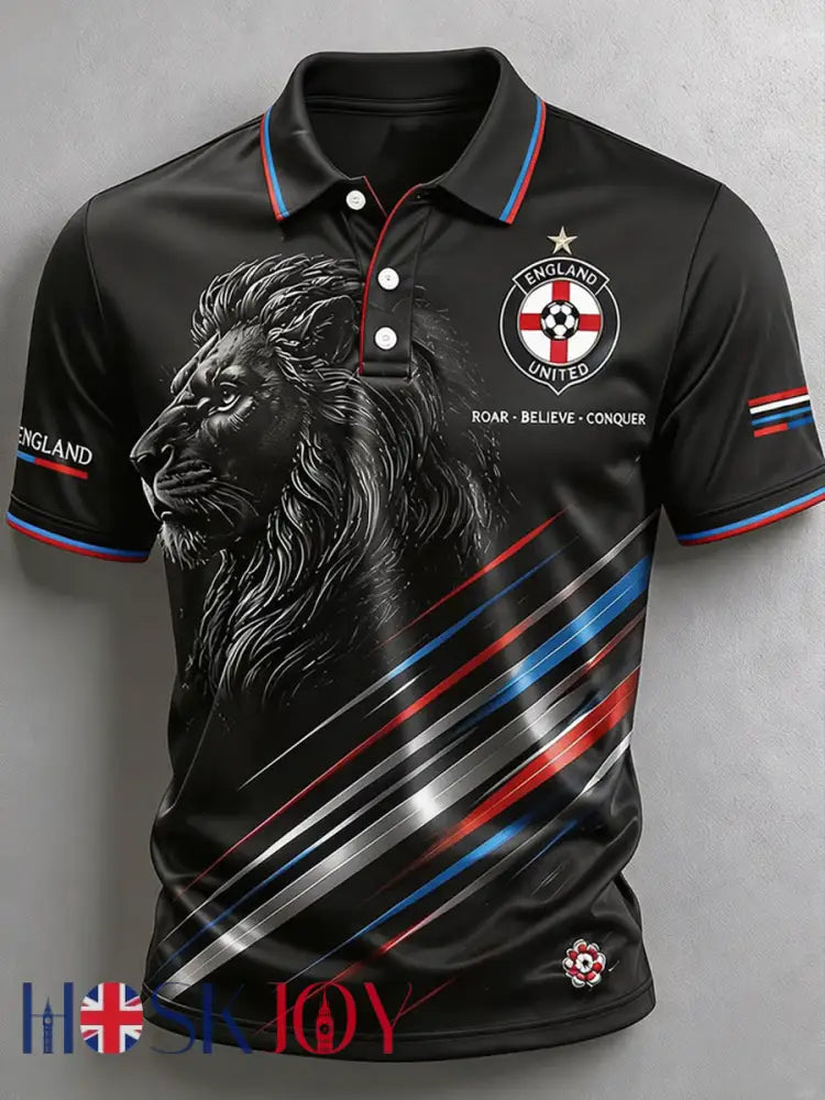 Men’s UK Football Lover England Printed polo shirt - Black / S