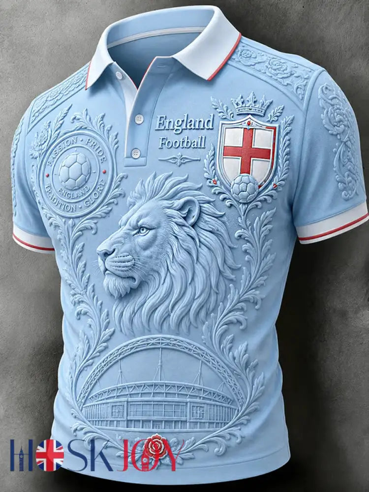 Men’s UK Football Lover England Printed polo shirt - Sky Blue / S