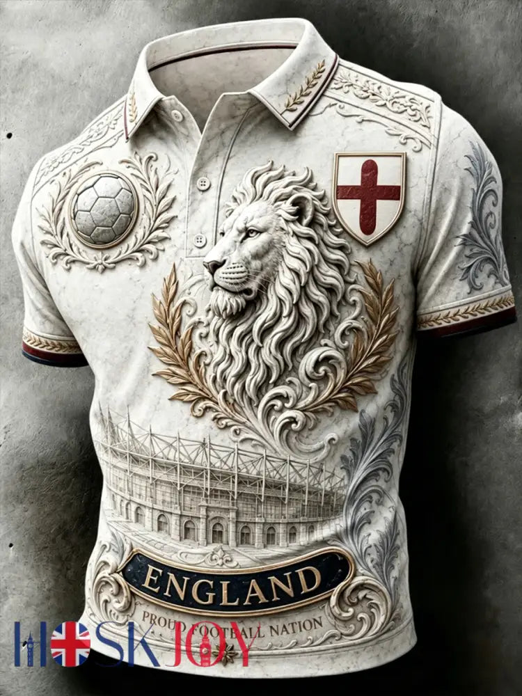 Men’s UK Football Lover England Printed polo shirt - White / S