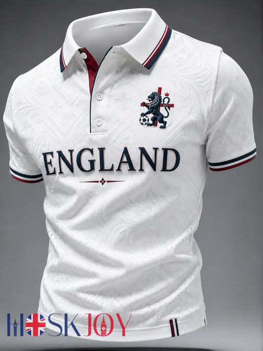 Men’s UK Football Lover England Printed polo shirt - White / S