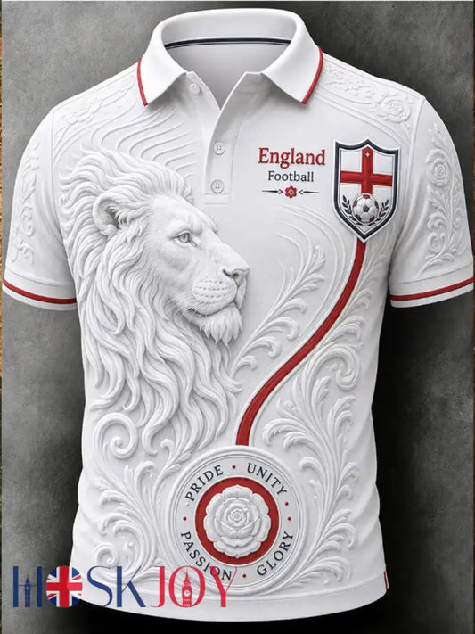 Men’s UK Football Lover England Printed polo shirt - White / S