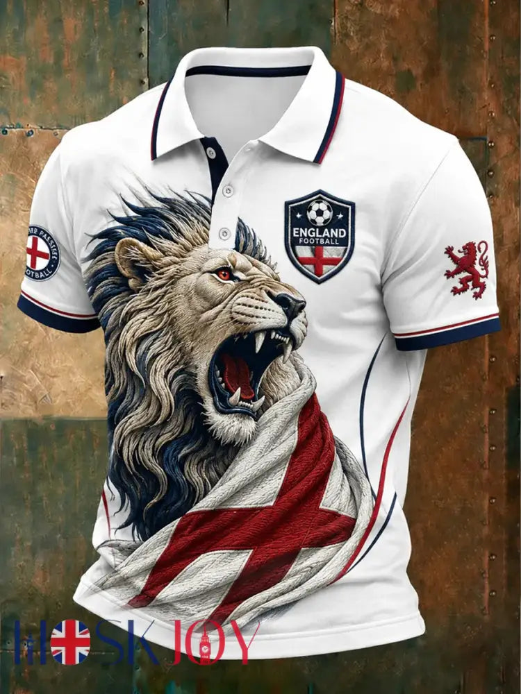 Men’s UK Football Lover England Printed polo shirt - White / S