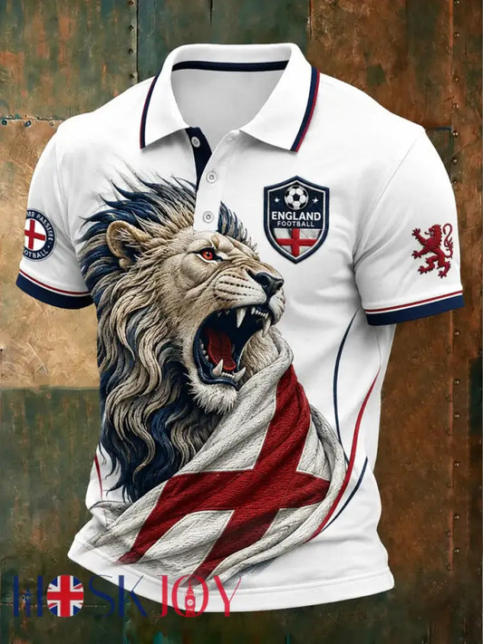 Men’s UK Football Lover England Printed polo shirt - White / S