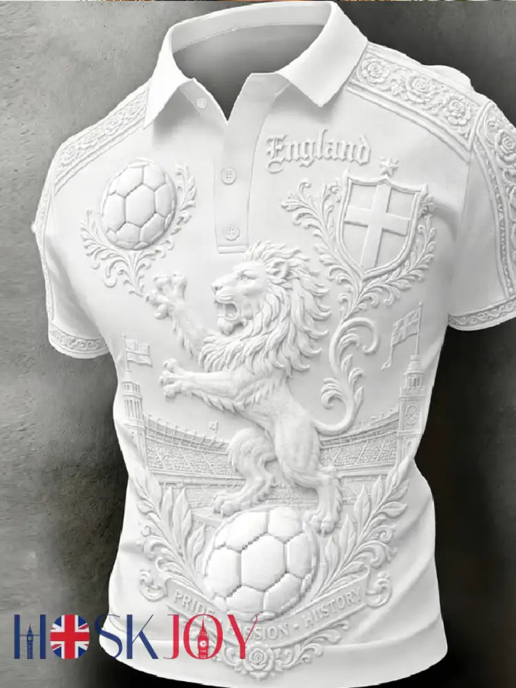 Men’s UK Football Lover England Printed polo shirt - White / S