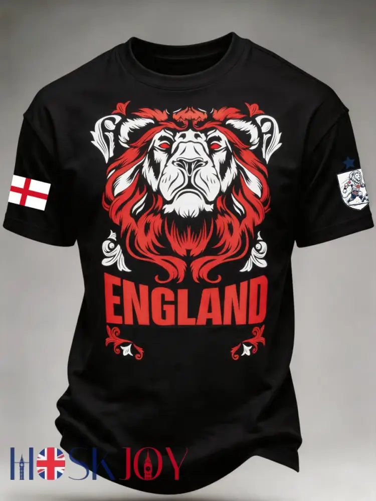 Men’s UK Football Lover England Printed short sleeves t-shirt - Black / S