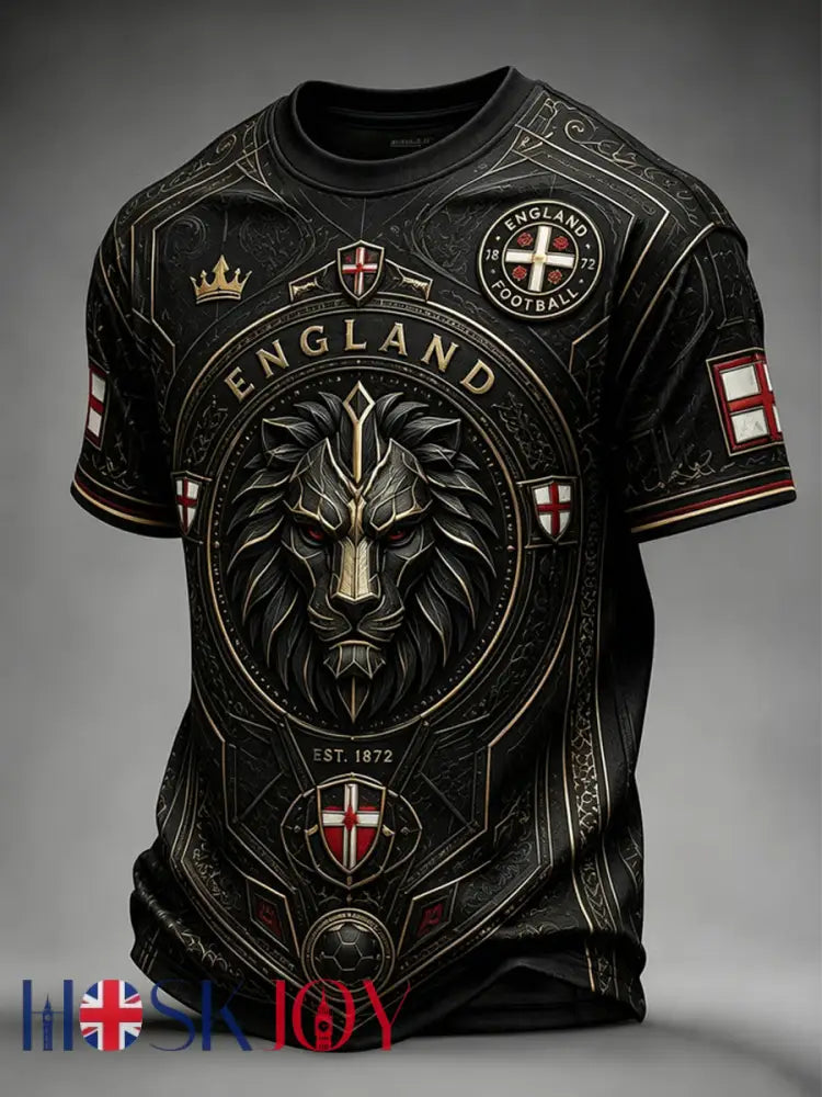 Men’s UK Football Lover England Printed short sleeves t-shirt - Black / S