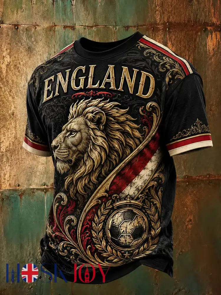 Men’s UK Football Lover England Printed short sleeves t-shirt - Black / S