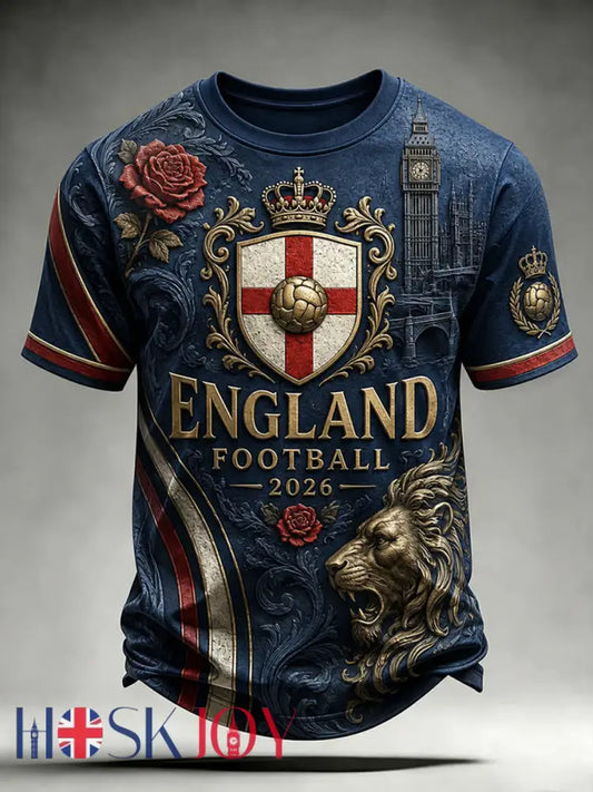 Men’s UK Football Lover England Printed short sleeves t-shirt - Navy Blue / S