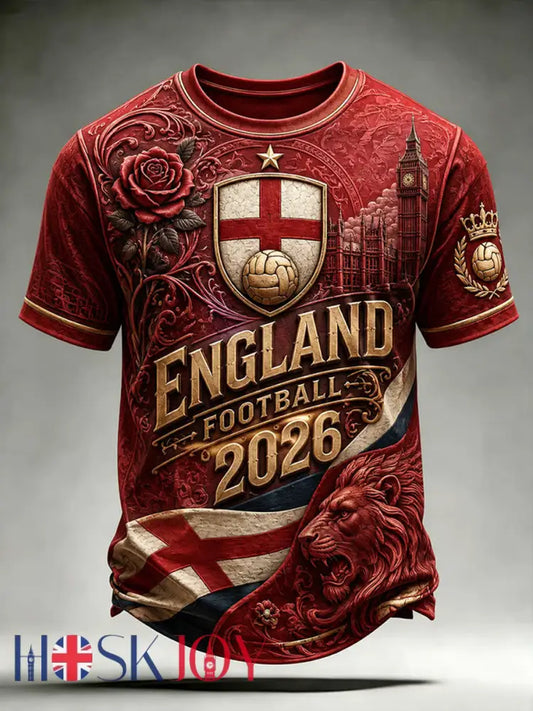 Men’s UK Football Lover England Printed short sleeves t-shirt - Red / S