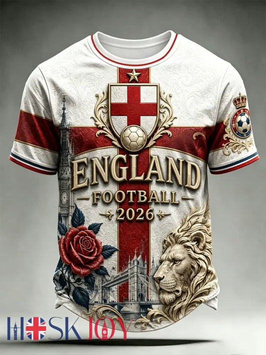 Men’s UK Football Lover England Printed short sleeves t-shirt - White / S