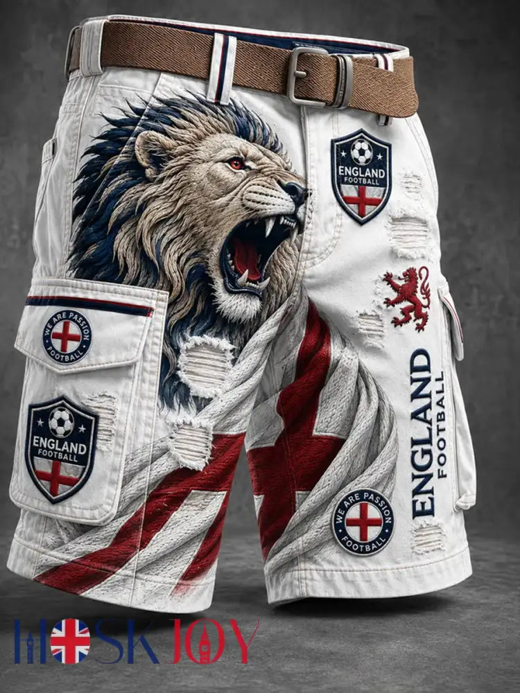 Men’s UK Football Lover England Printed shorts - White / S