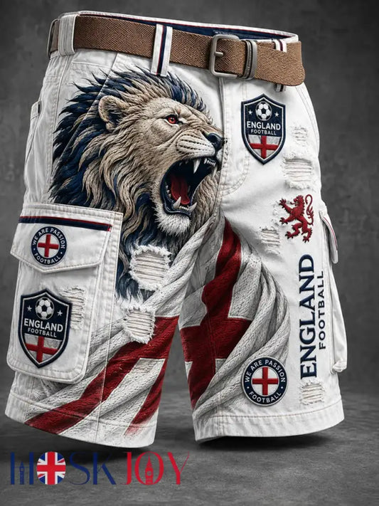 Men’s UK Football Lover England Printed shorts - White / S