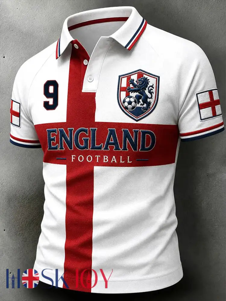 Men’s UK Football Lover England Printed three buttons shoulder sleeve - S