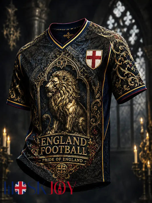 Men’s UK Football Lover England Printed V-neck T-shirt - As picture / S