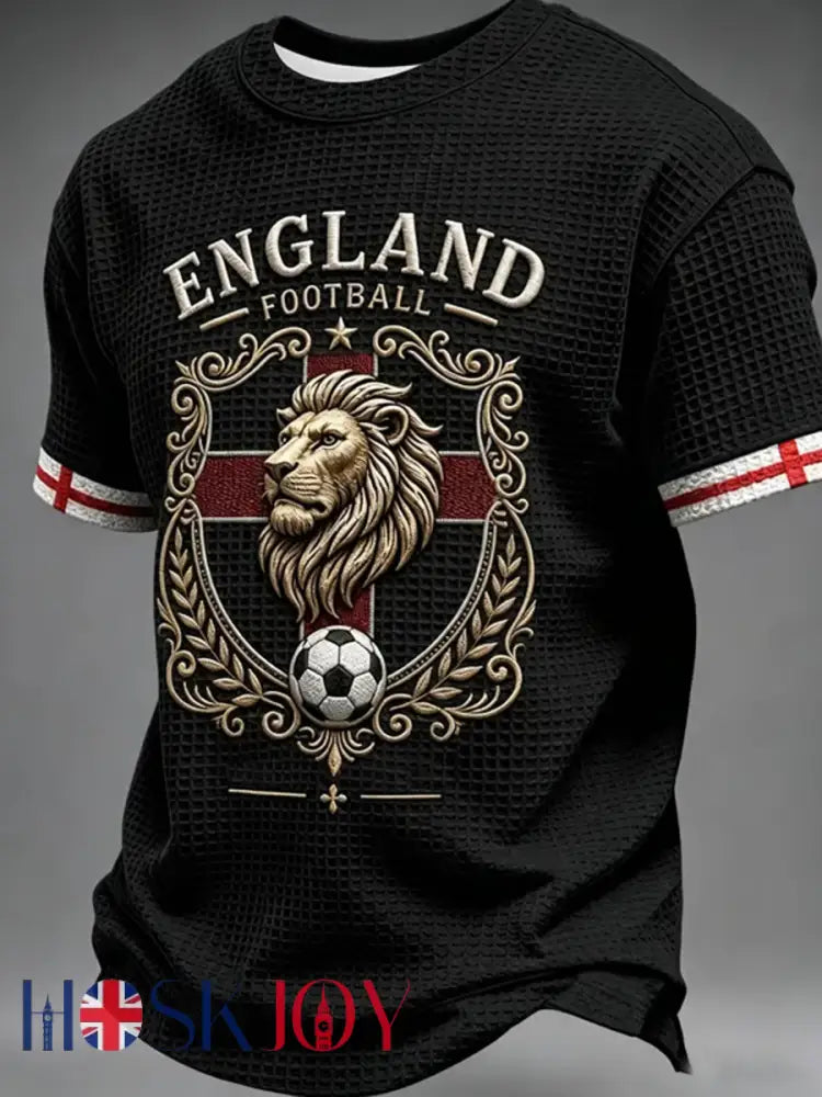 Men’s UK Football Lover England Printed Waffle Short Sleeve - Black / S