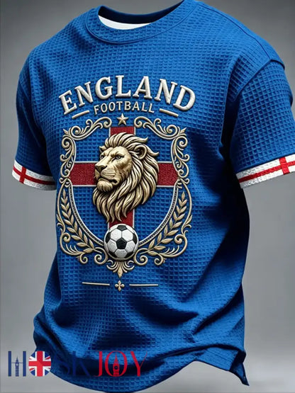 Men’s UK Football Lover England Printed Waffle Short Sleeve - Blue / S