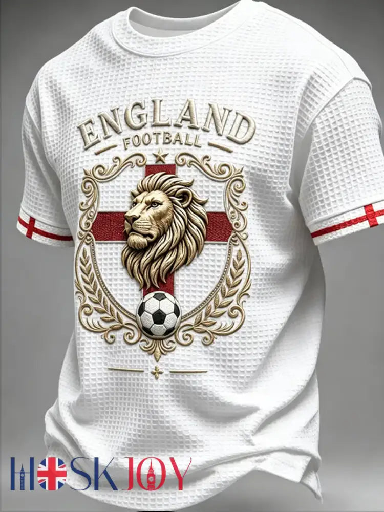 Men’s UK Football Lover England Printed Waffle Short Sleeve - White / S