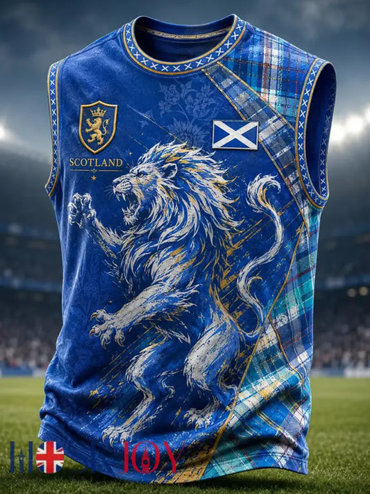 Men’s UK Football Lover Scotland Printed Casual Tank Top - Blue / S