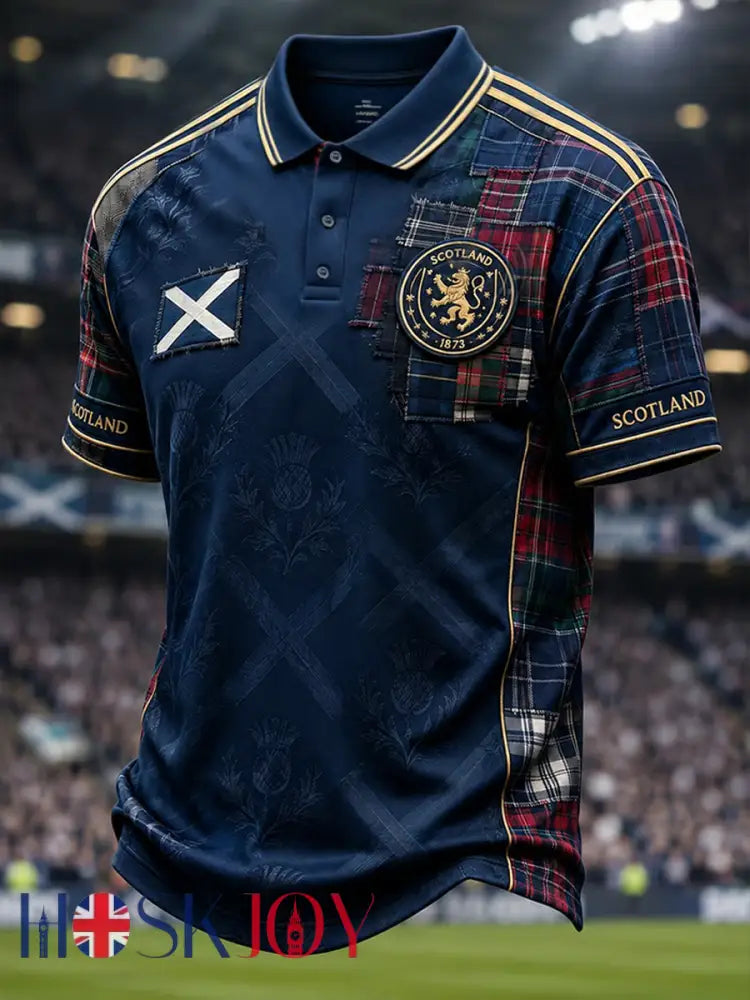Men’s UK Football Lover Scotland Printed polo shirt - Navy Blue / S