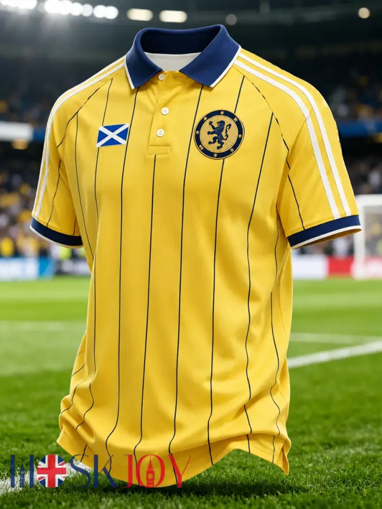 Men’s UK Football Lover Scotland Printed polo shirt - Yellow / S