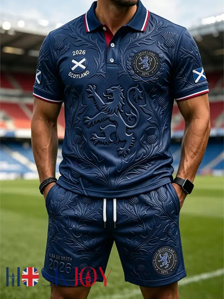 Men’s UK Football Lover Scotland Printed Sets - Navy Blue / S