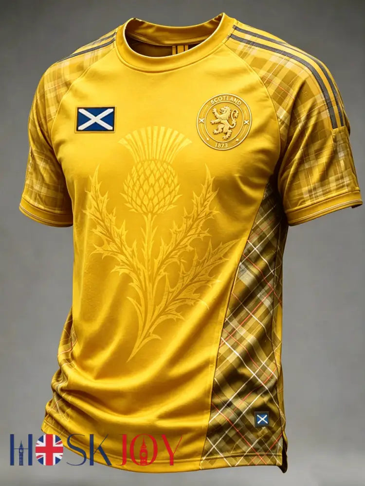 Men’s UK Football Lover Scotland Printed short sleeve t-shirt - Yellow / S