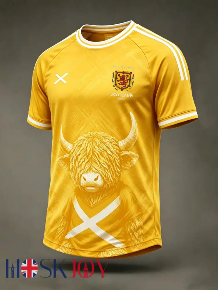 Men’s UK Football Lover Scotland Printed short sleeve t-shirt - Yellow / S