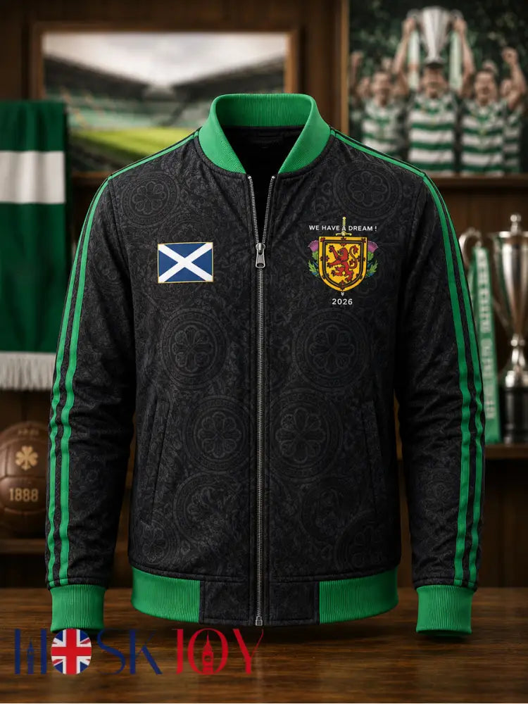 Men’s UK Football Lover Scotland Printed Zip-Up Jacket - Green / S