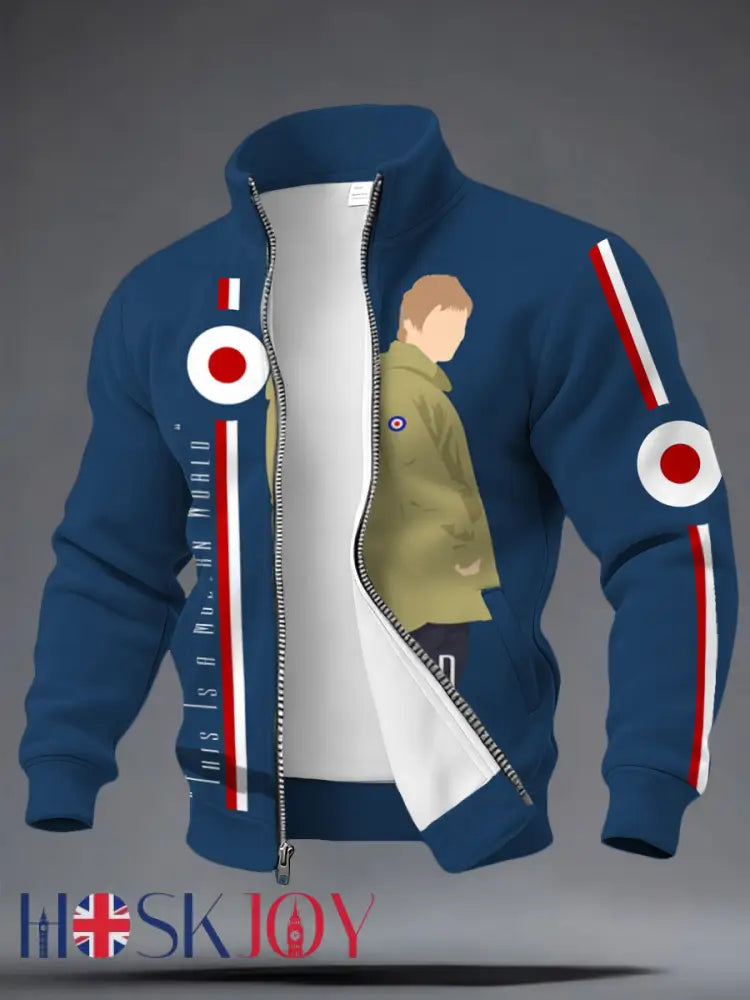 Men’s UK Mod Music Lover Printed Coat - Blue / S