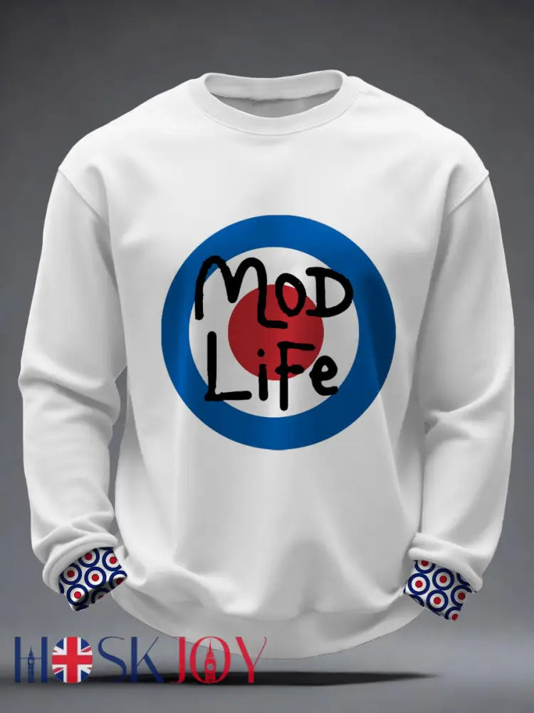 Men’s UK Mod Music Lover Printed Sweatshirt - White / S