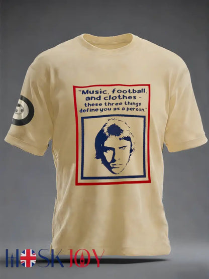 Men’s UK Mods Music Lover imitation cotton short-sleeved T-shirt - Beige / S