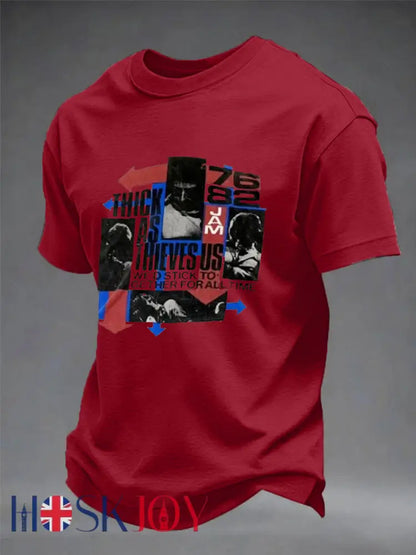 Men’s UK Mods Music Lover imitation cotton short-sleeved T-shirt - Deep Red / S