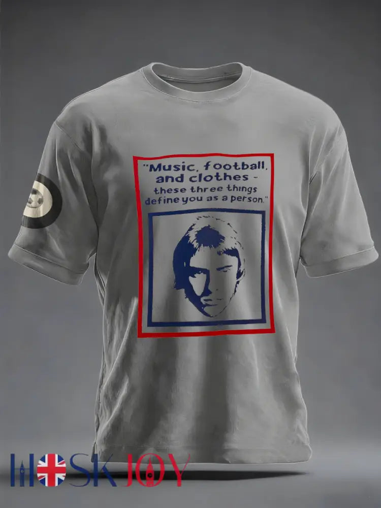 Men’s UK Mods Music Lover imitation cotton short-sleeved T-shirt - Light Gray / S