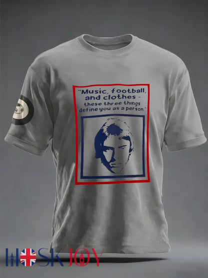 Men’s UK Mods Music Lover imitation cotton short-sleeved T-shirt - Light Gray / S