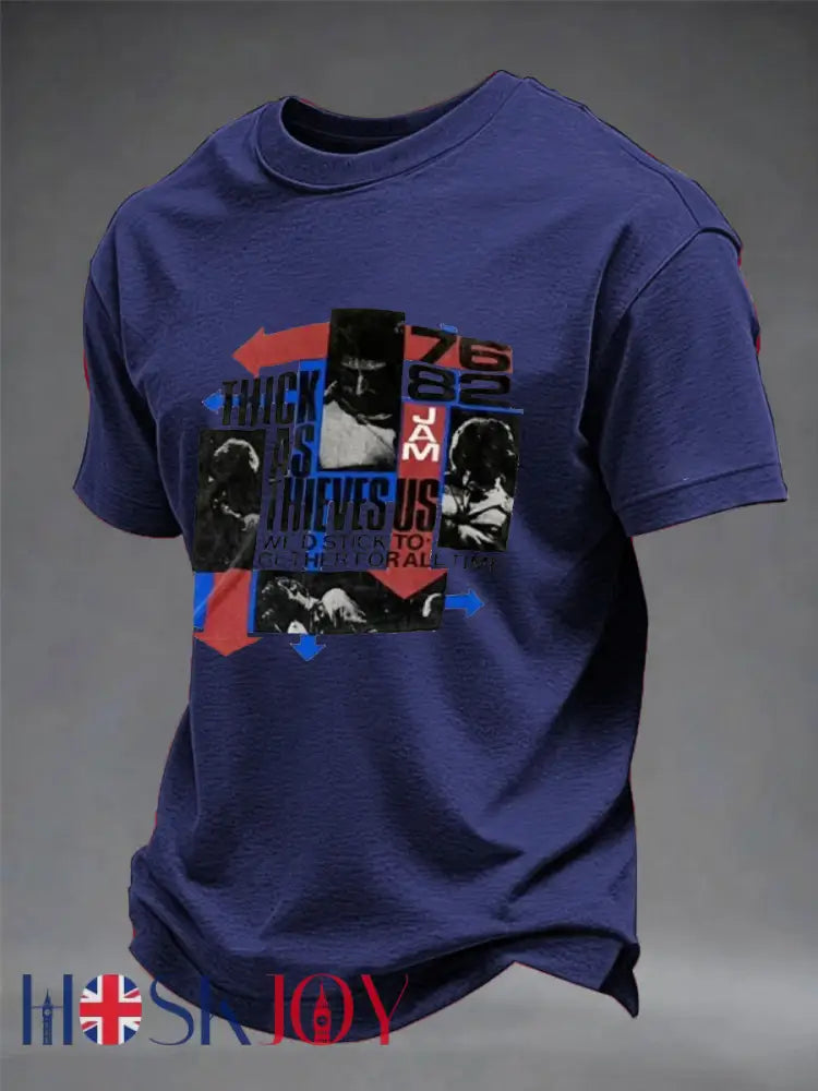 Men’s UK Mods Music Lover imitation cotton short-sleeved T-shirt - Navy Blue / S