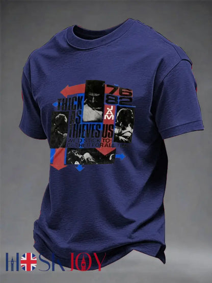 Men’s UK Mods Music Lover imitation cotton short-sleeved T-shirt - Navy Blue / S