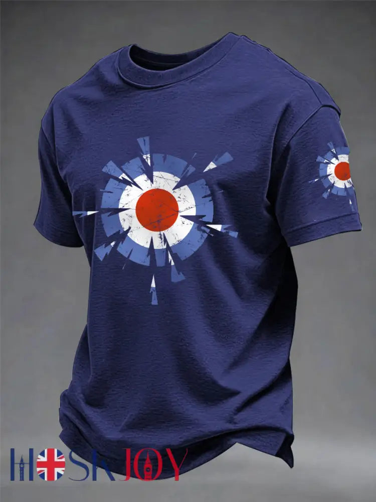 Men’s UK Mods Music Lover imitation cotton short-sleeved T-shirt - Navy Blue / S