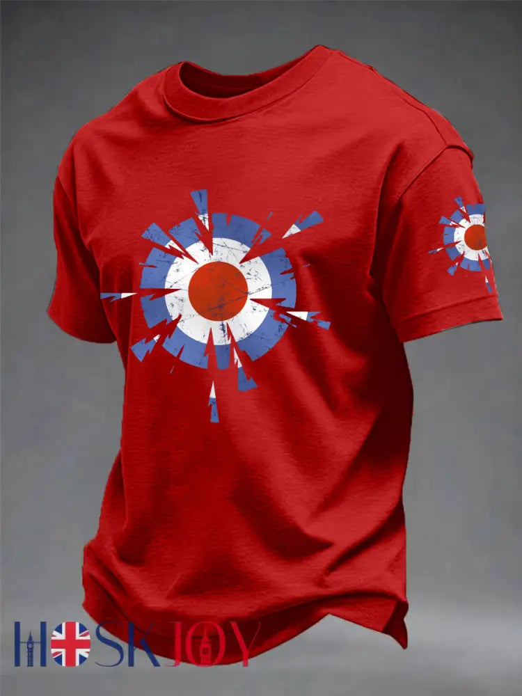 Men’s UK Mods Music Lover imitation cotton short-sleeved T-shirt - Pure Red / S