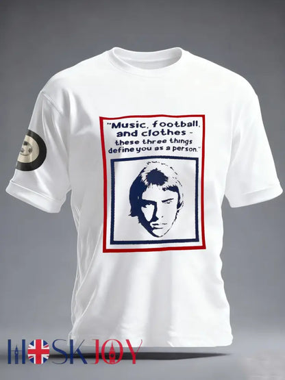 Men’s UK Mods Music Lover imitation cotton short-sleeved T-shirt - White / S