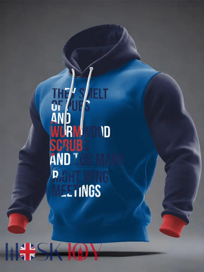 Men’s UK Mods Music Lover Oversized Drop-Shoulder Hoodie with Pockets - Blue / S
